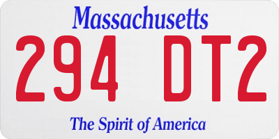 MA license plate 294DT2