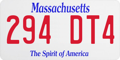 MA license plate 294DT4