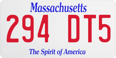 MA license plate 294DT5