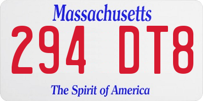 MA license plate 294DT8