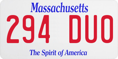 MA license plate 294DU0
