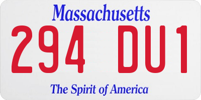 MA license plate 294DU1