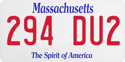 MA license plate 294DU2
