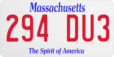 MA license plate 294DU3