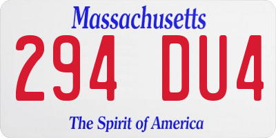 MA license plate 294DU4
