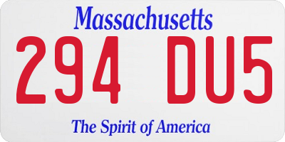 MA license plate 294DU5