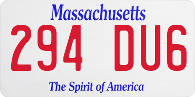 MA license plate 294DU6