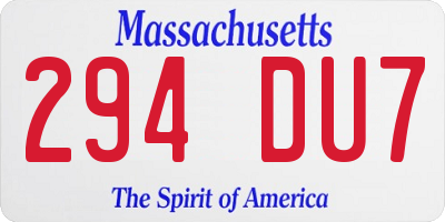 MA license plate 294DU7