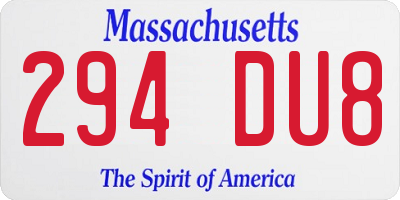MA license plate 294DU8
