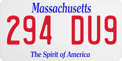 MA license plate 294DU9