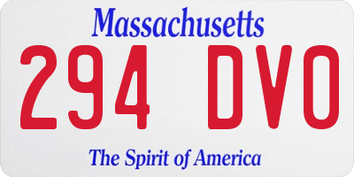 MA license plate 294DV0