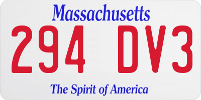 MA license plate 294DV3