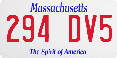 MA license plate 294DV5