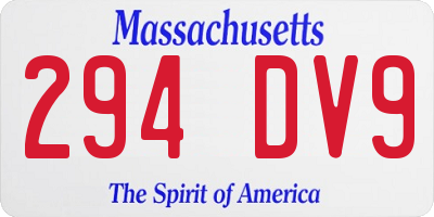 MA license plate 294DV9