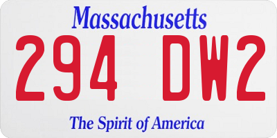 MA license plate 294DW2