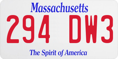 MA license plate 294DW3