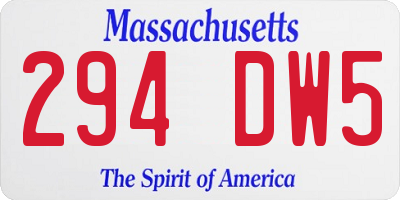 MA license plate 294DW5