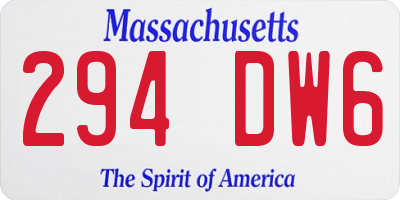 MA license plate 294DW6