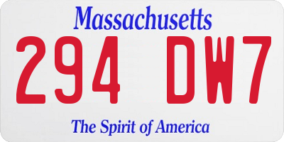 MA license plate 294DW7