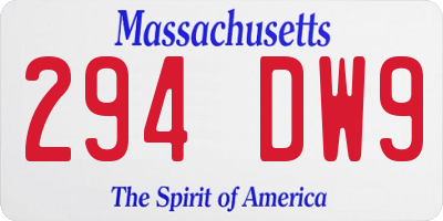 MA license plate 294DW9