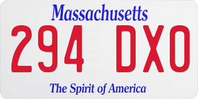 MA license plate 294DX0