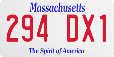 MA license plate 294DX1