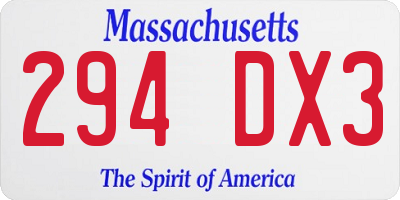 MA license plate 294DX3