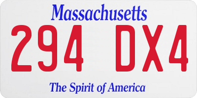 MA license plate 294DX4