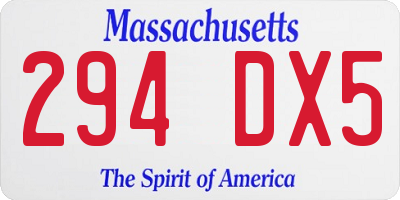 MA license plate 294DX5