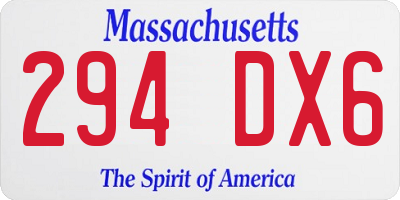 MA license plate 294DX6