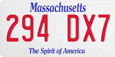 MA license plate 294DX7