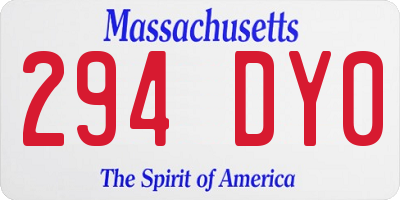 MA license plate 294DY0