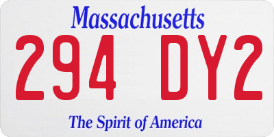 MA license plate 294DY2