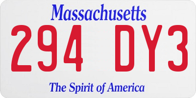 MA license plate 294DY3