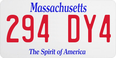MA license plate 294DY4