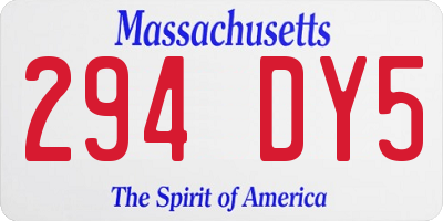 MA license plate 294DY5