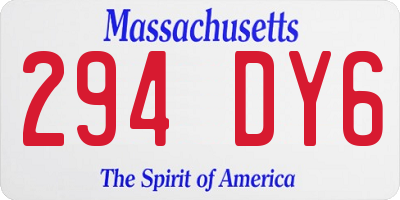 MA license plate 294DY6
