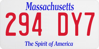 MA license plate 294DY7