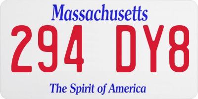 MA license plate 294DY8