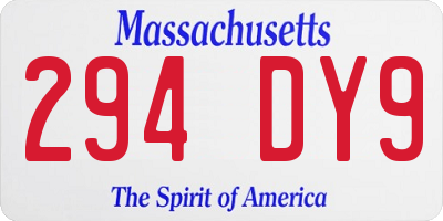 MA license plate 294DY9