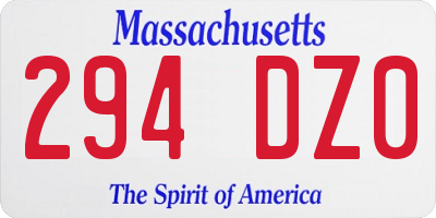 MA license plate 294DZ0