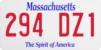 MA license plate 294DZ1