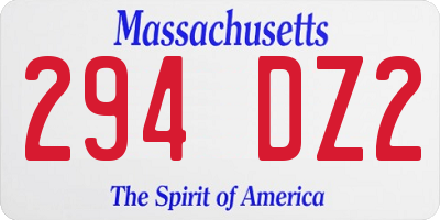 MA license plate 294DZ2