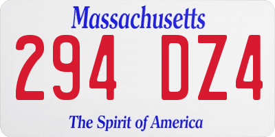 MA license plate 294DZ4