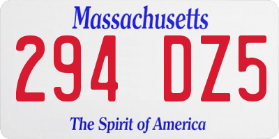 MA license plate 294DZ5