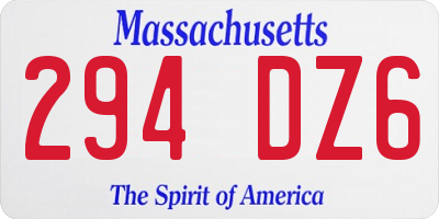 MA license plate 294DZ6