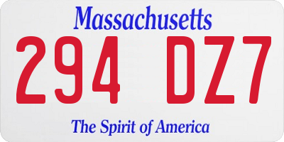 MA license plate 294DZ7