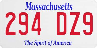 MA license plate 294DZ9