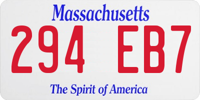 MA license plate 294EB7