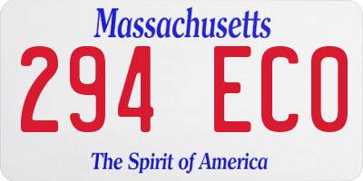 MA license plate 294EC0